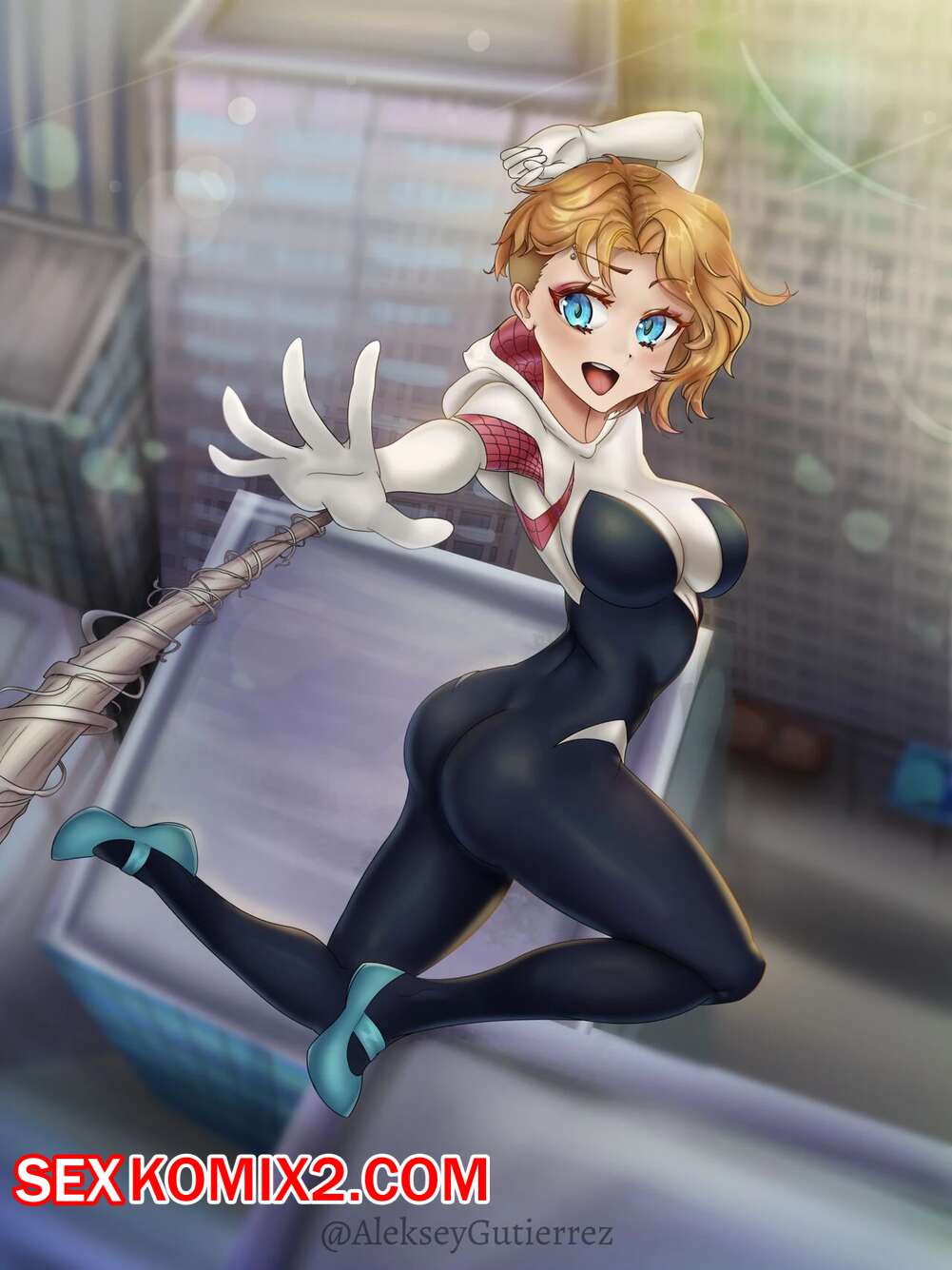 Порно комикс Человек Паук. Спайдер Гвен трахает паучью вселенную. Aleksey Gutierrez.