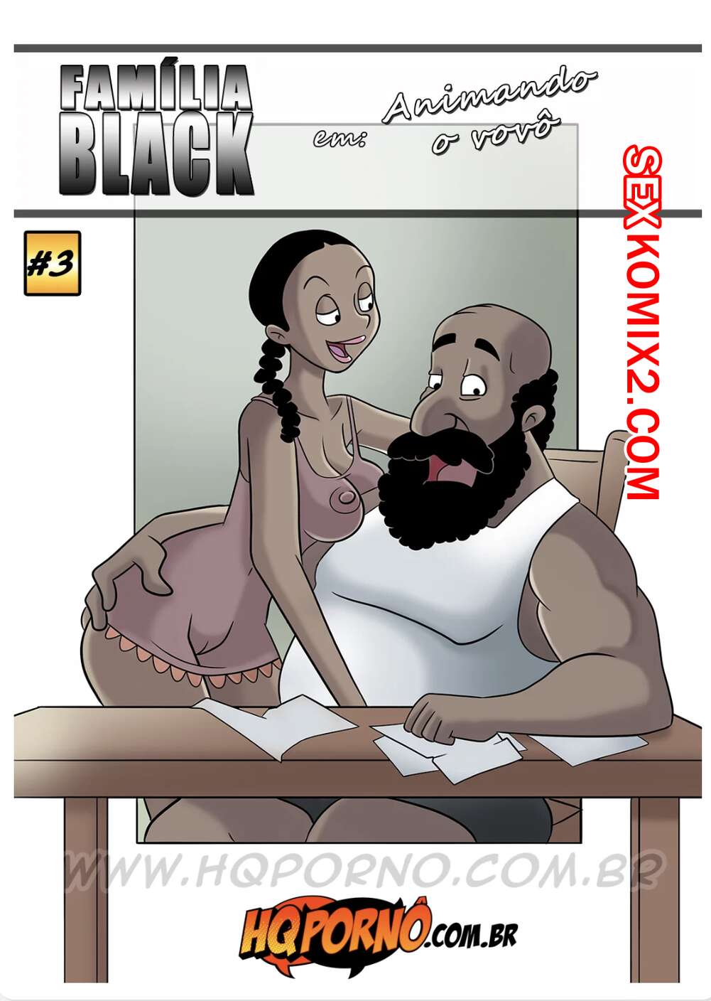 Порно комикс Семейка черных. Часть 3. Анимационный дедушка. Familia Black. HQporno